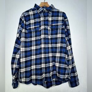 Orvis Jacket Mens Blue Plaid Shacket Heavy Flannel Outdoors Hike Work Sz XL